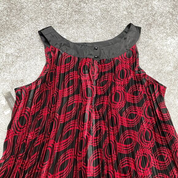 Voir Limited Collection Pleated Dress Womens 18 Red Black Geometric Halter NWT - Picture 11 of 12